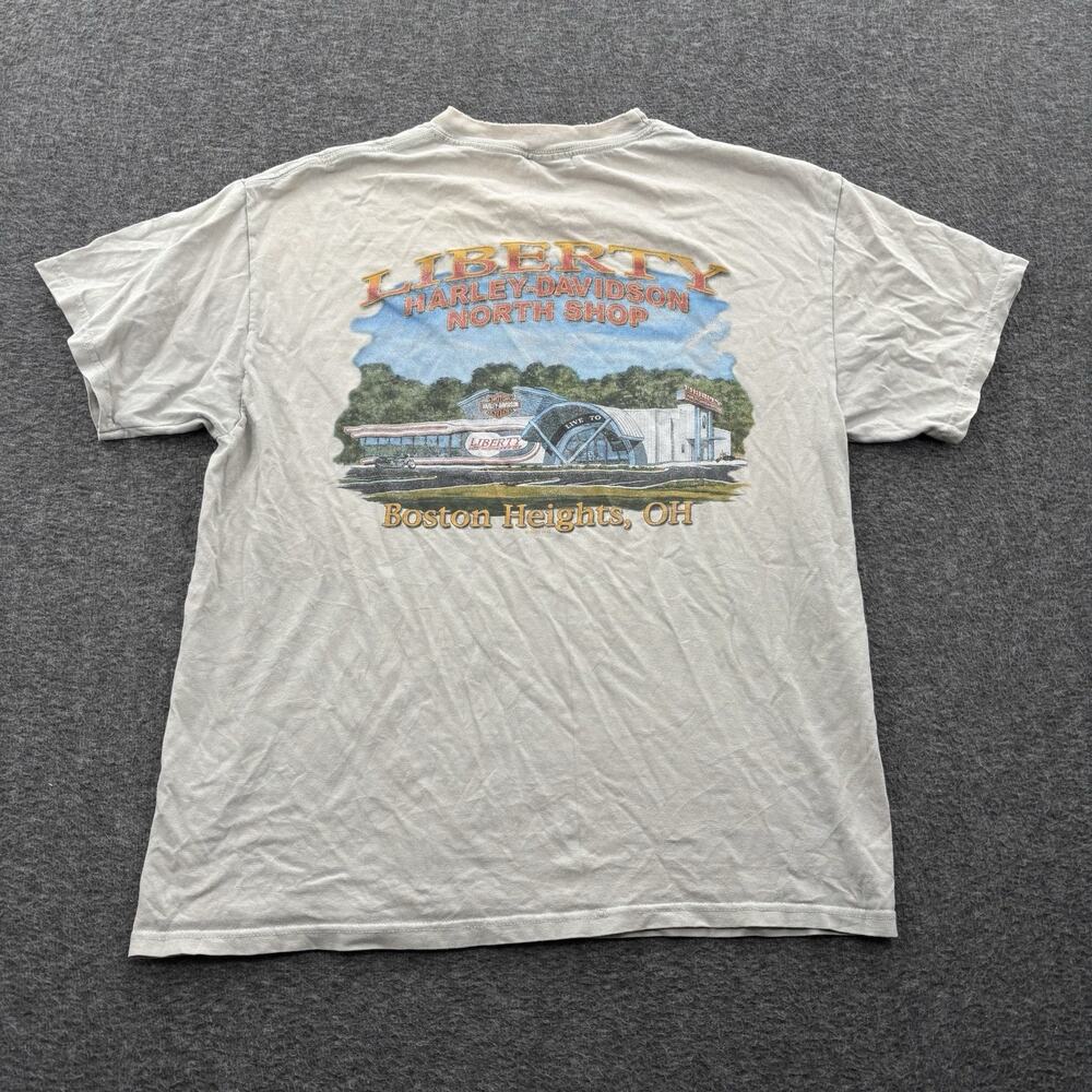 Vintage Harley-Davidson Shirt Men Large White Y2K Motorcycle Biker USA *THRASHED